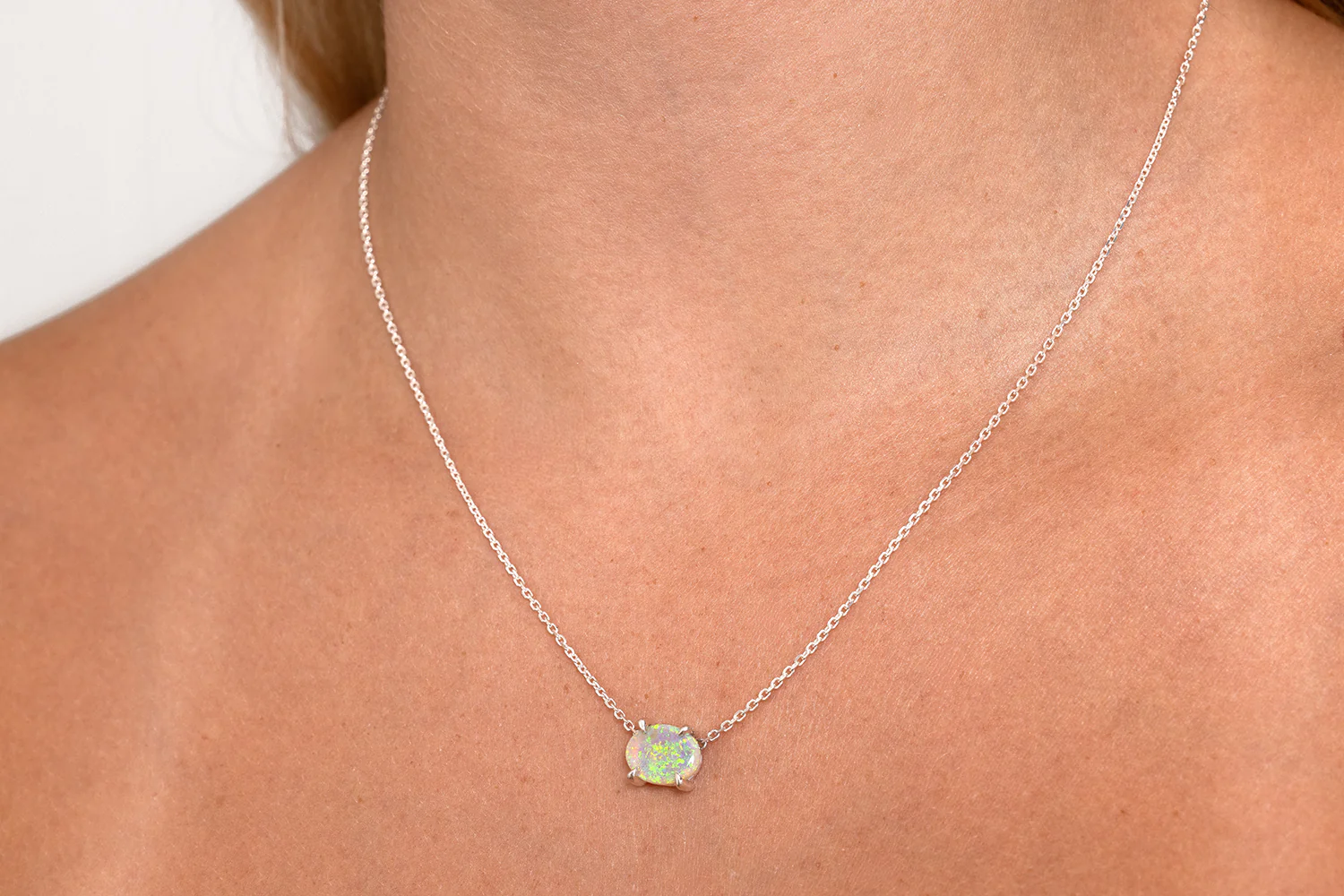 Ruthie — Sterling Silver 1.83 ct Crystal Opal Necklace - Image 2