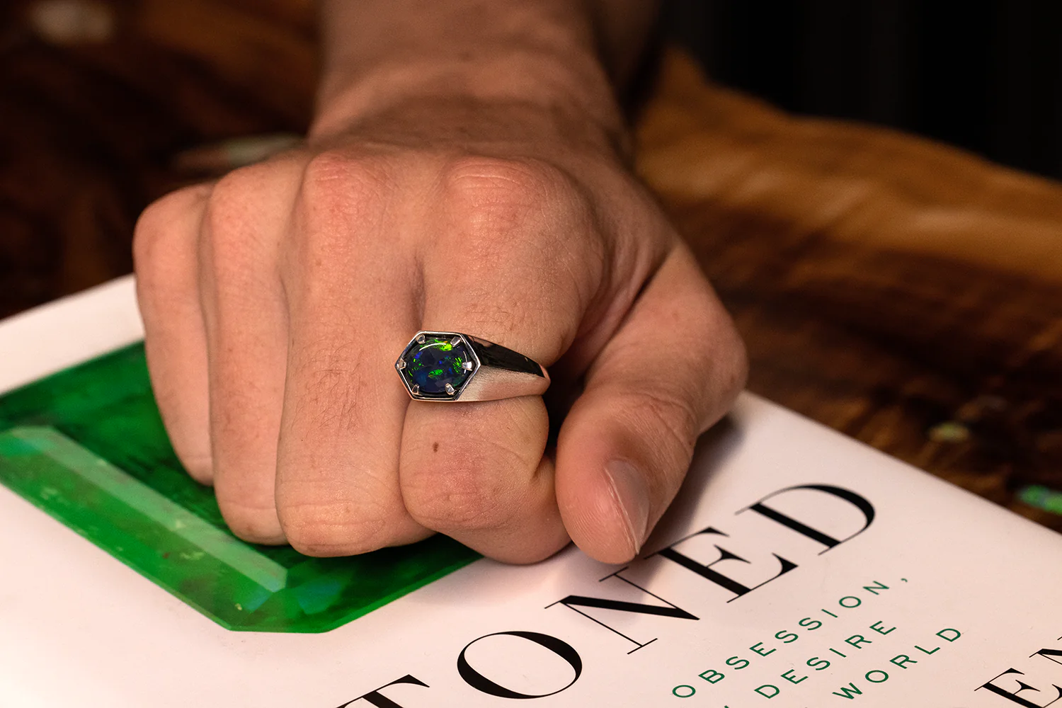 Saxon Ring Sterling Silver with 2.08ct Black Opal - Image 2