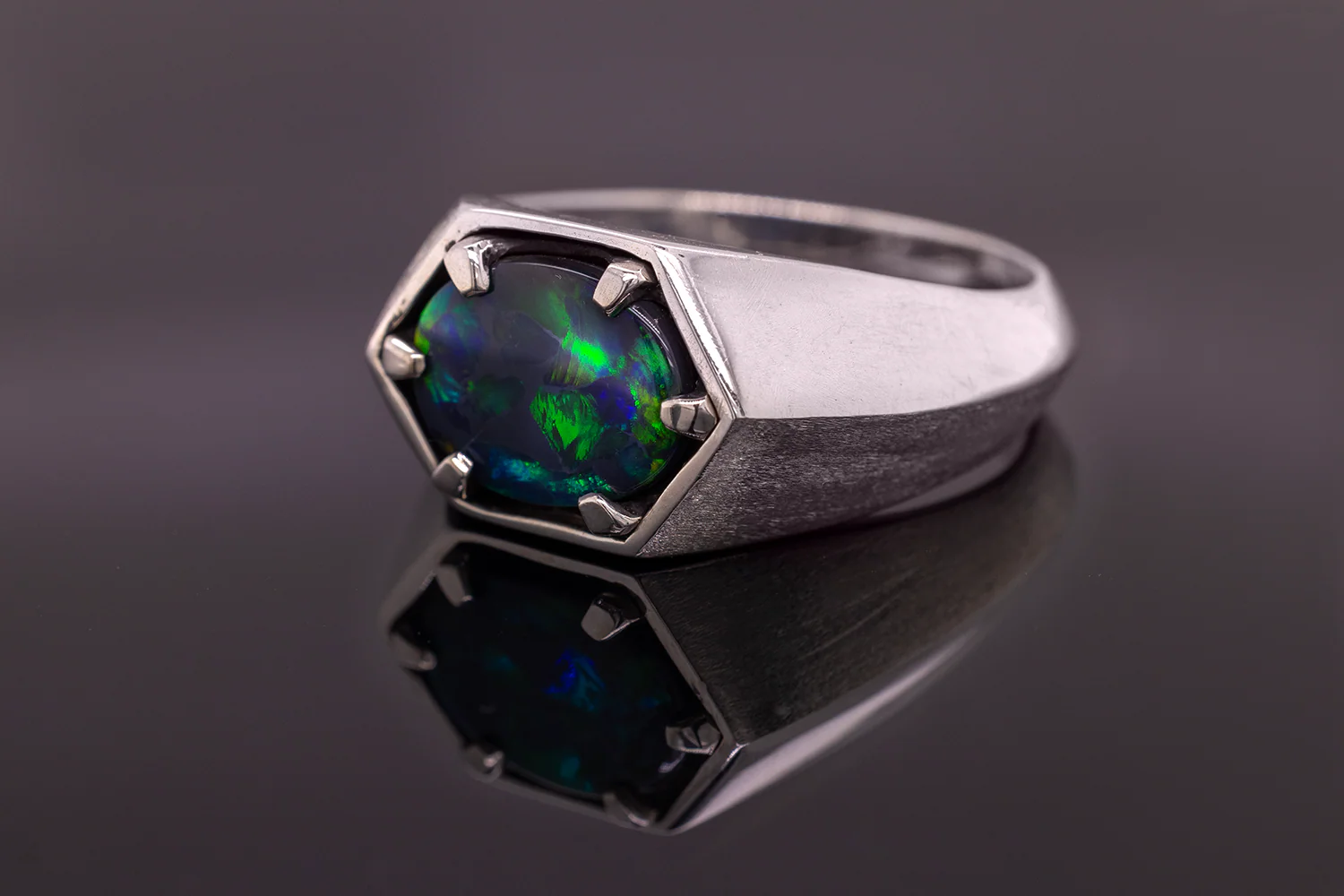 Saxon Ring Sterling Silver with 2.08ct Black Opal - Image 4