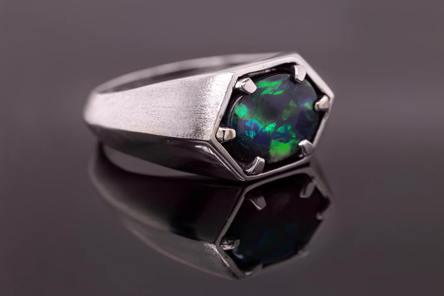 Saxon Ring Sterling Silver with 2.08ct Black Opal - Image 5