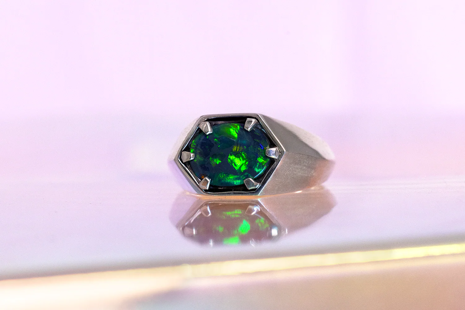 Saxon Ring Sterling Silver with 2.08ct Black Opal - Image 6