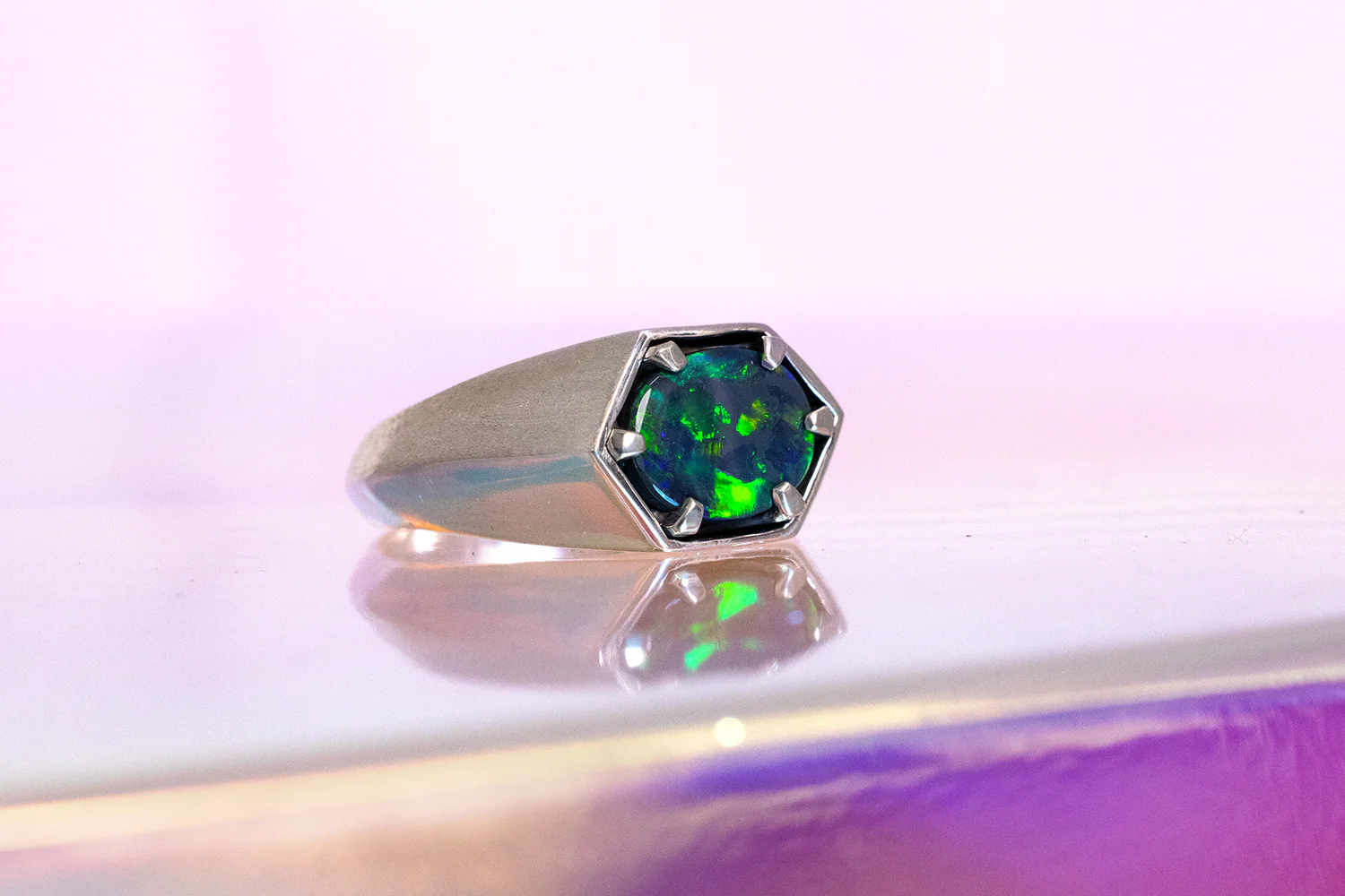 Saxon Ring Sterling Silver with 2.08ct Black Opal - Image 7
