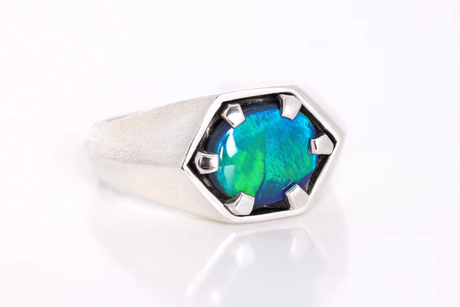 Saxon Ring Sterling Silver with 2.11ct Black Opal - Image 2