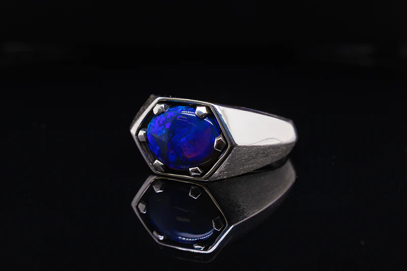 Saxon Ring Sterling Silver with 2.45ct black opal - Image 2