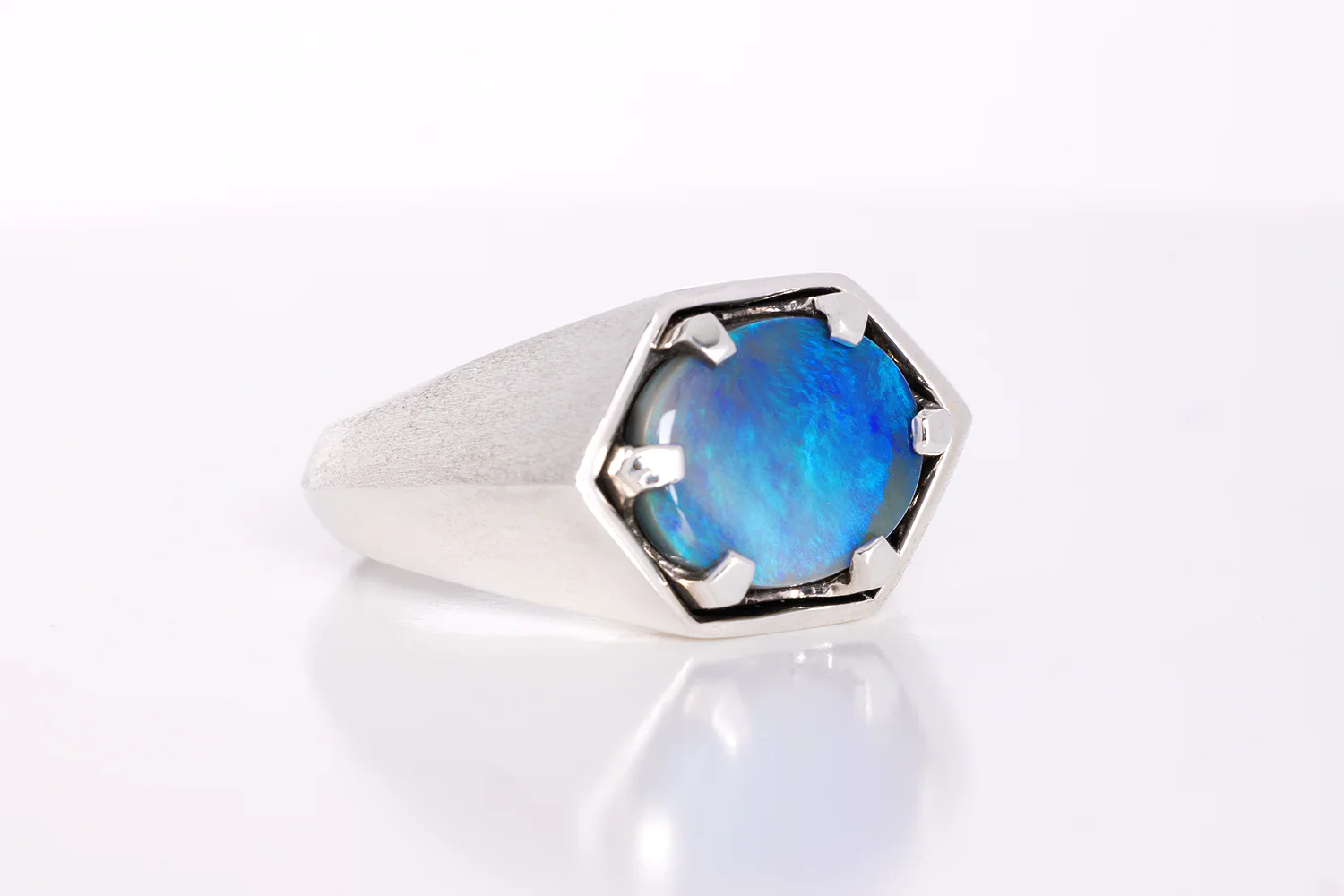 Saxon Ring Sterling Silver with 3.84ct Dark Opal - Image 2