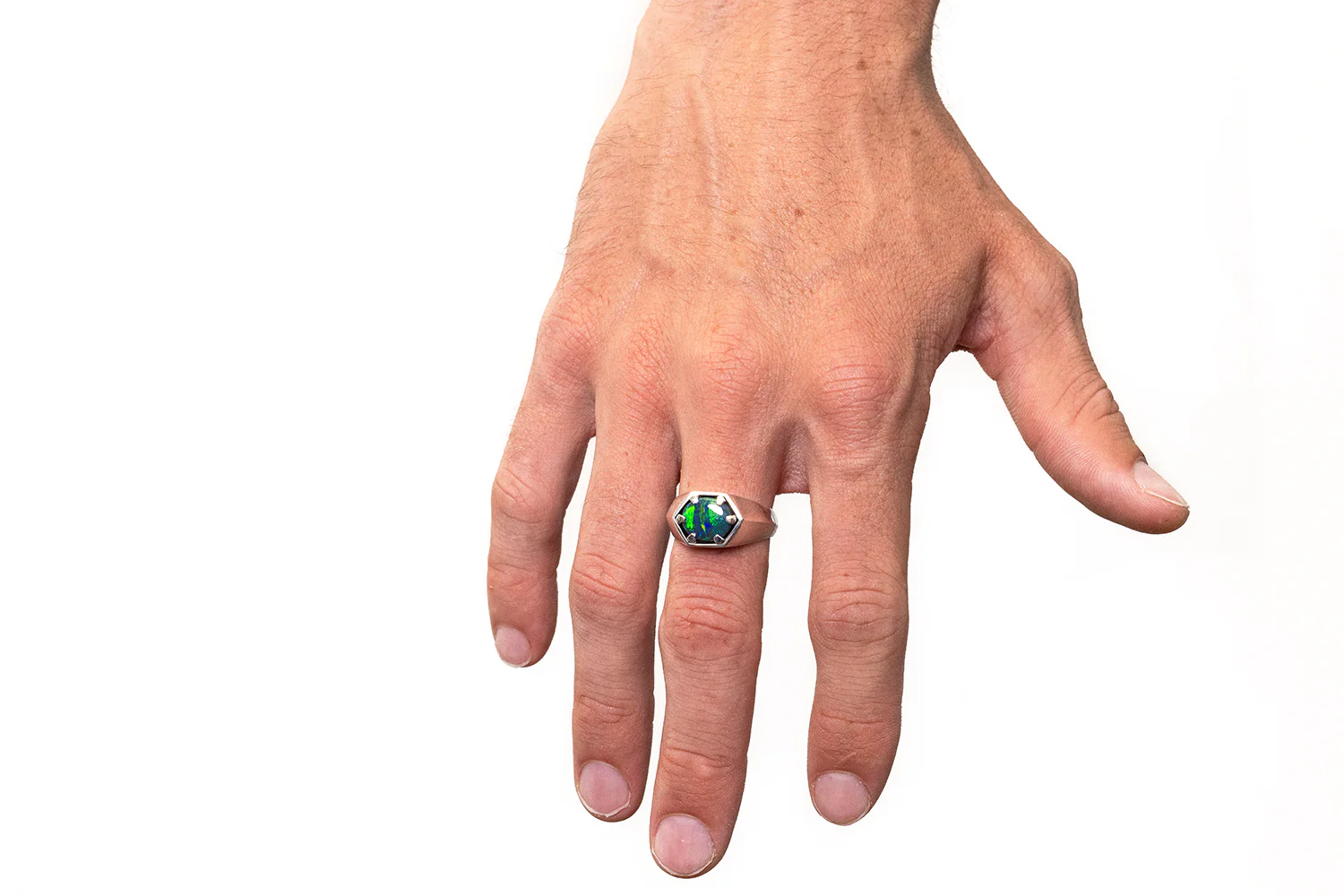 Saxon — Sterling Silver 2.55 ct Black Opal Ring - Image 2