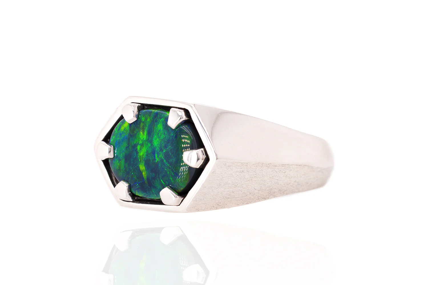 Saxon — Sterling Silver 2.55 ct Black Opal Ring - Image 3
