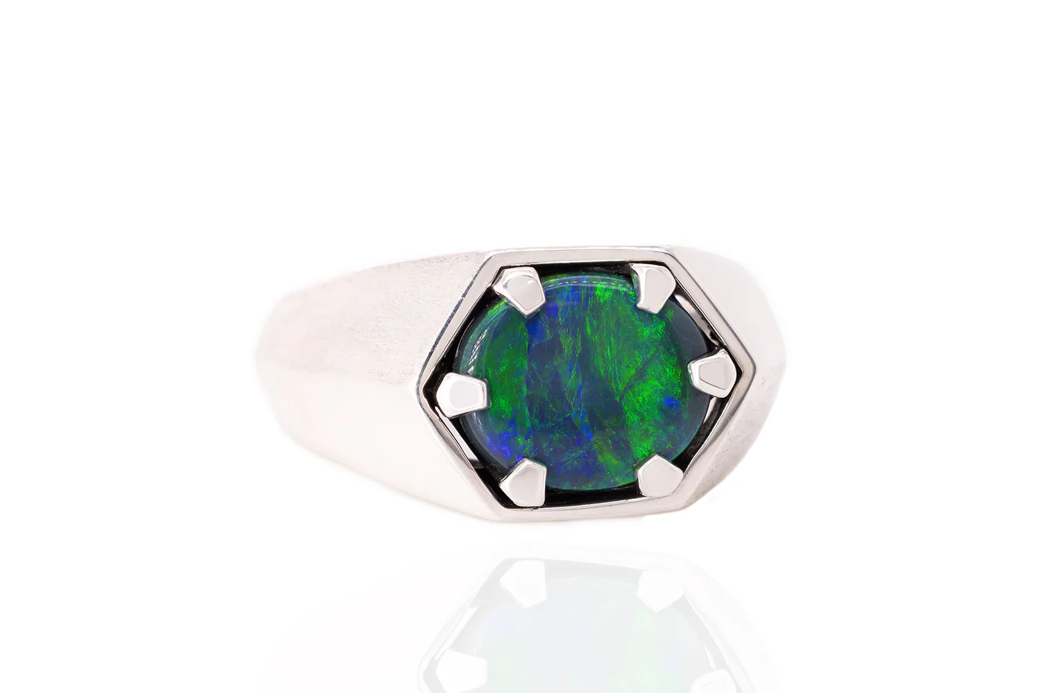 Saxon — Sterling Silver 2.55 ct Black Opal Ring - Image 4