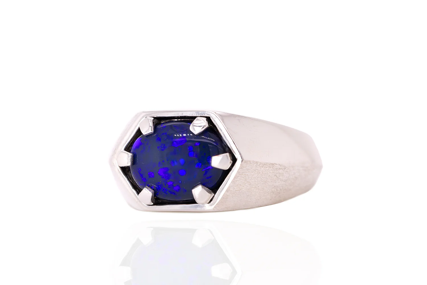 Saxon — Sterling Silver 2.67 ct Black Opal Ring - Image 4