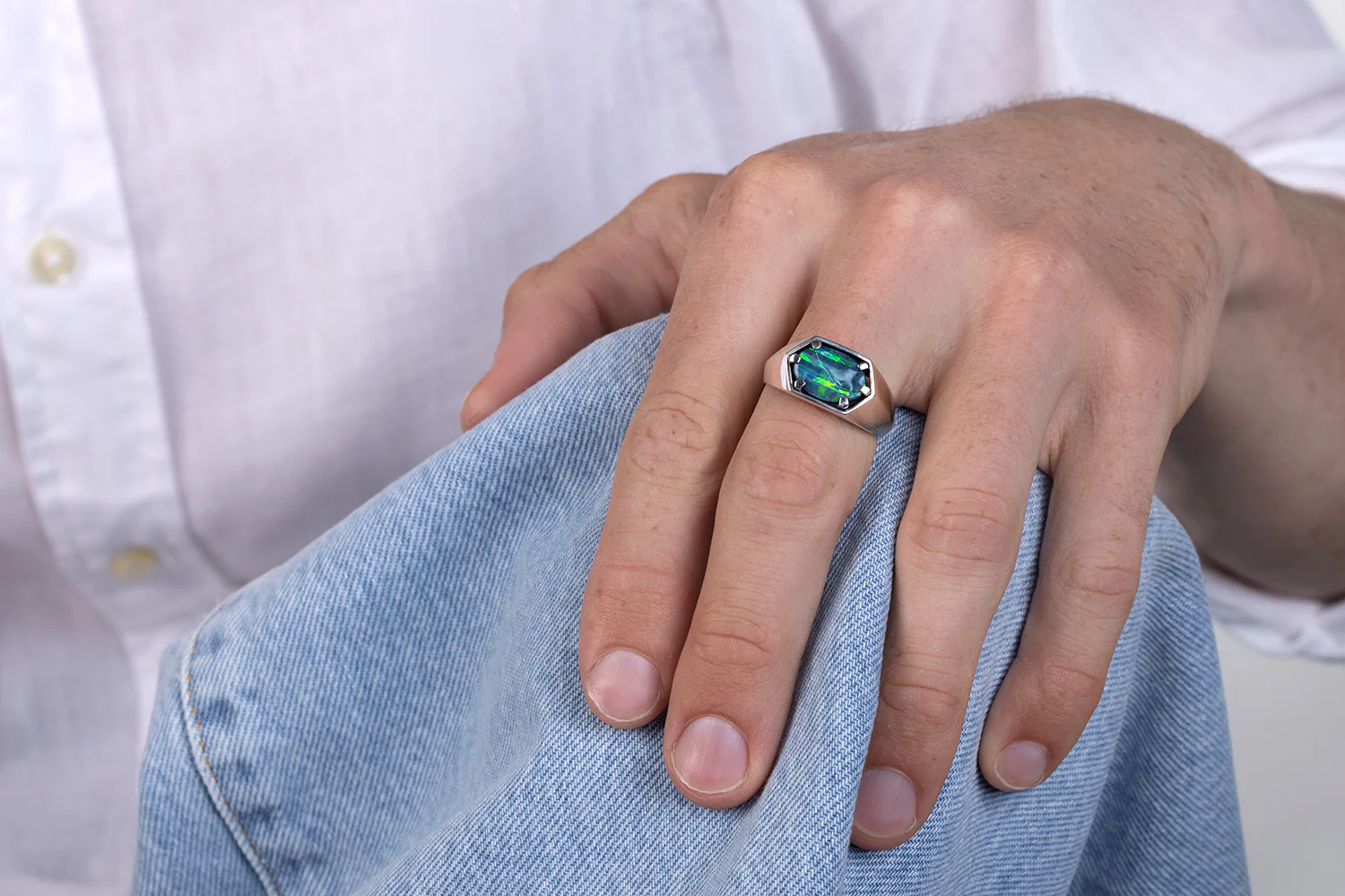 Saxon — Sterling Silver 2.90 ct Boulder Opal Ring - Image 2