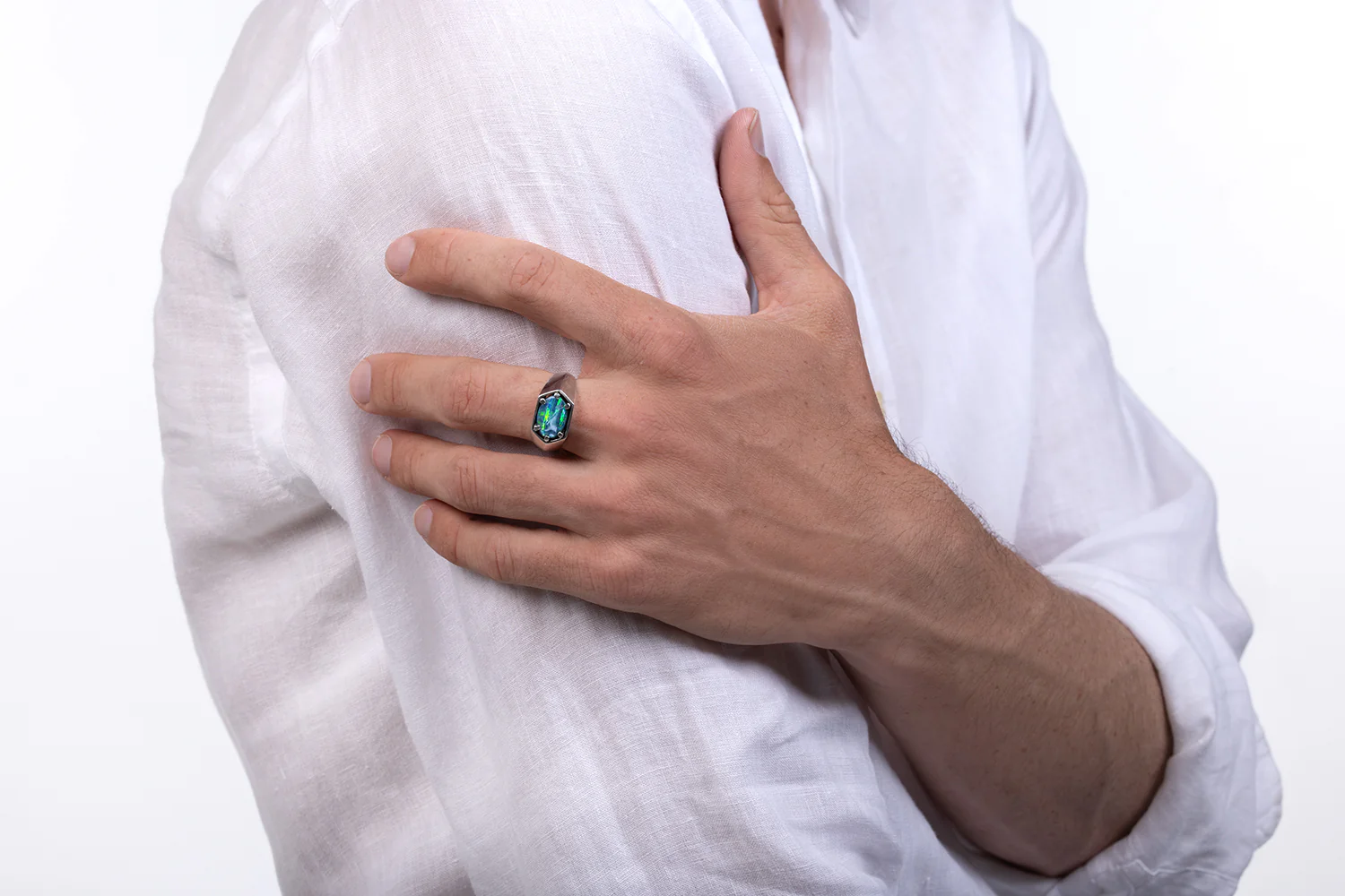 Saxon — Sterling Silver 2.90 ct Boulder Opal Ring - Image 4