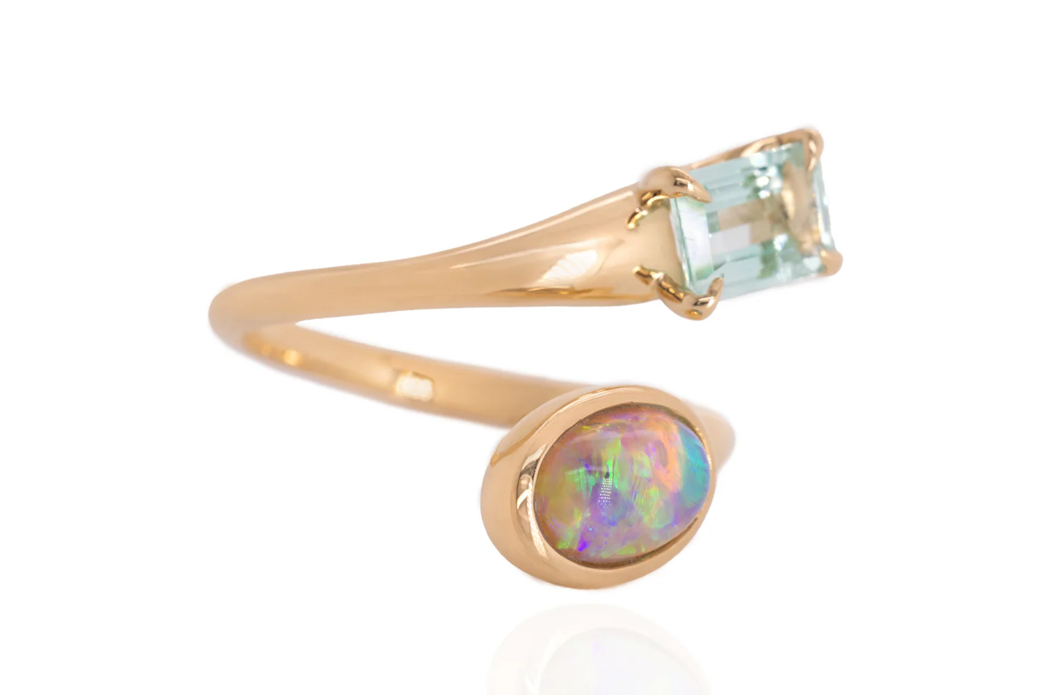 Spirit Gold Ring — crystal opal & green beryl - Image 3