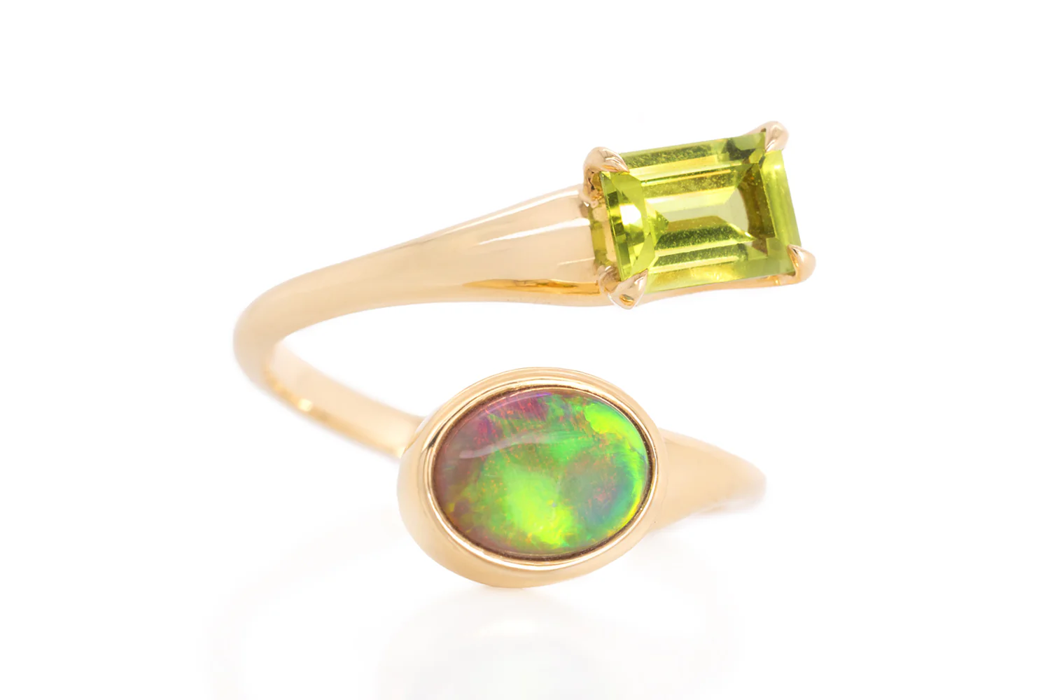 Spirit Gold Ring — crystal opal & peridot #2 - Image 3