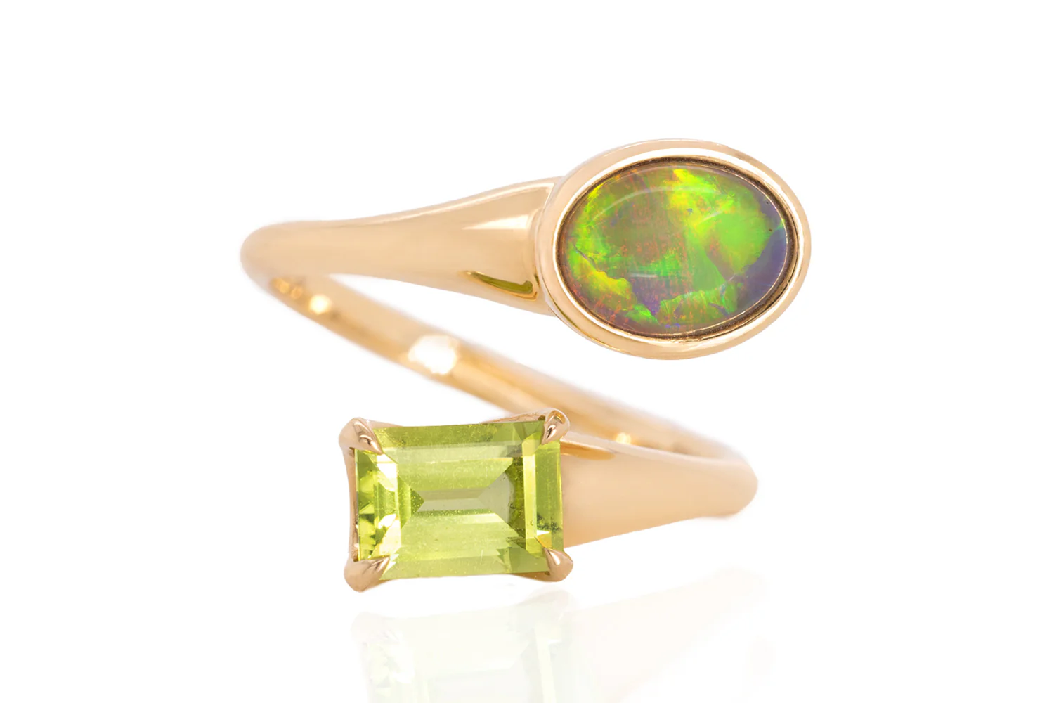 Spirit Gold Ring — crystal opal & peridot #2 - Image 5