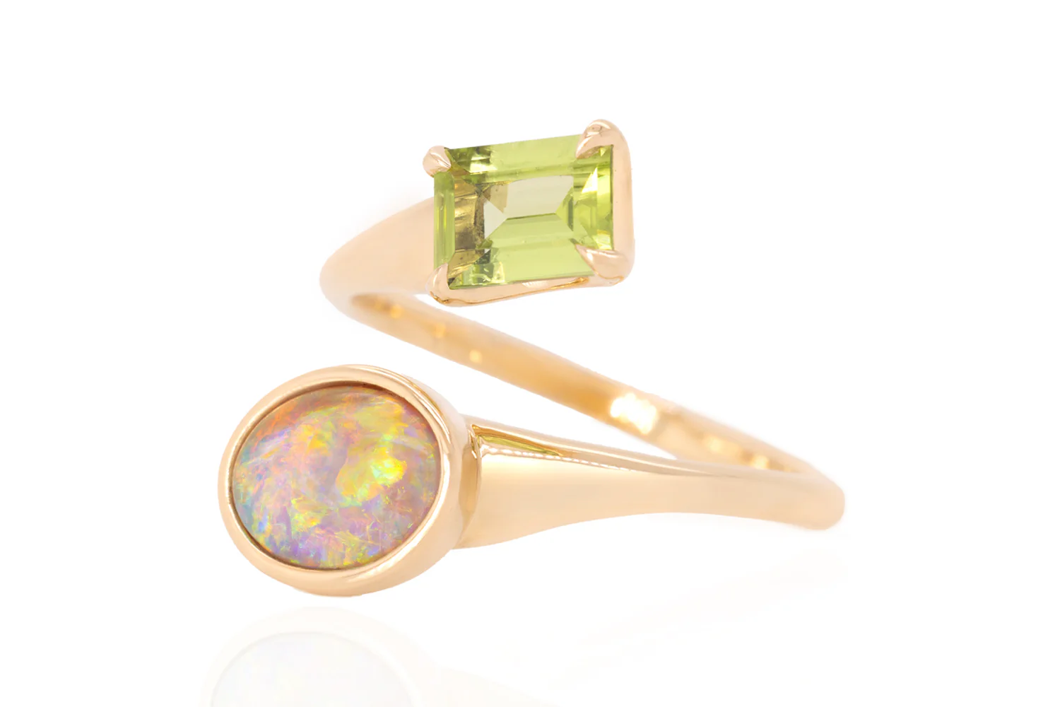 Spirit Gold Ring — crystal opal & peridot #1 - Image 3