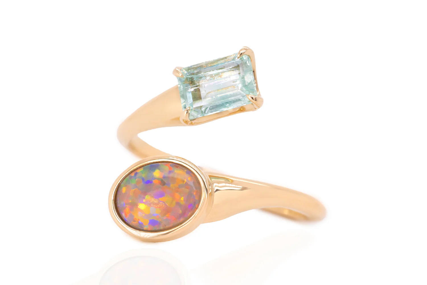 Spirit Gold Ring — dark crystal opal & green beryl - Image 3