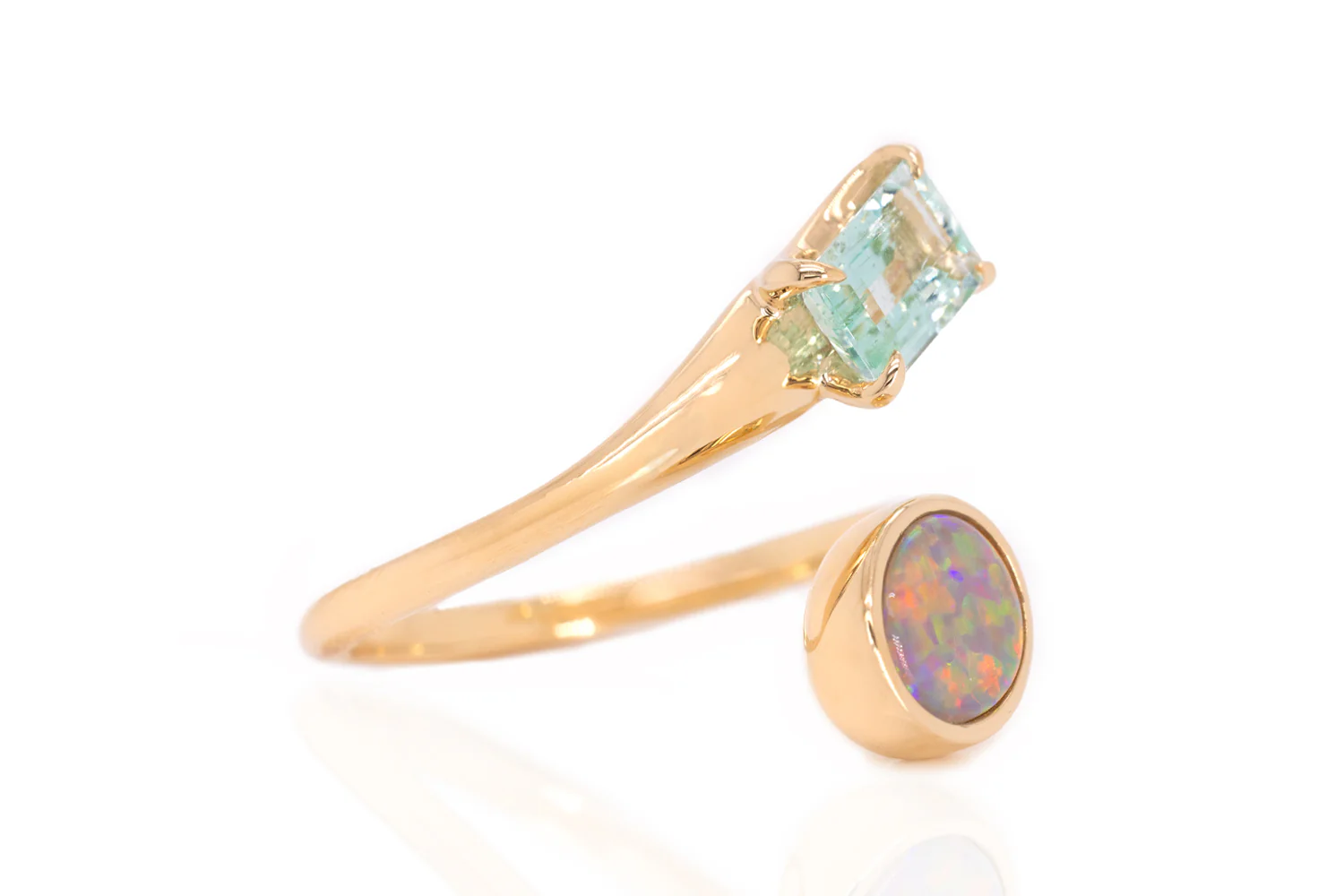 Spirit Gold Ring — dark crystal opal & green beryl - Image 5