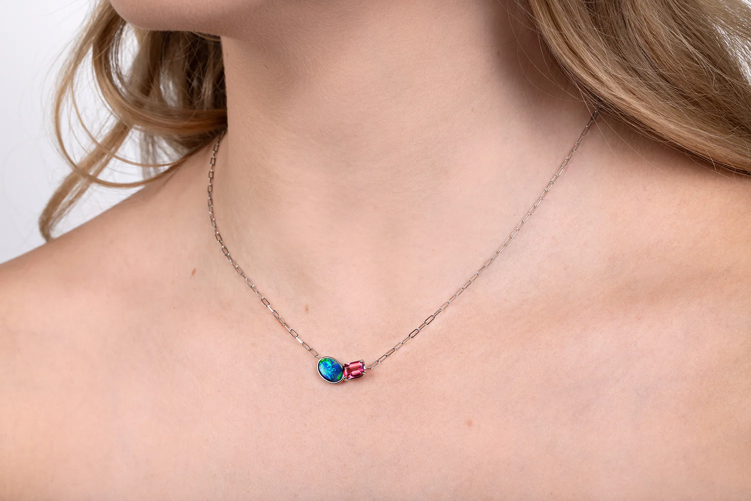 Spirit Platinum Necklace — black opal & tourmaline - Image 2