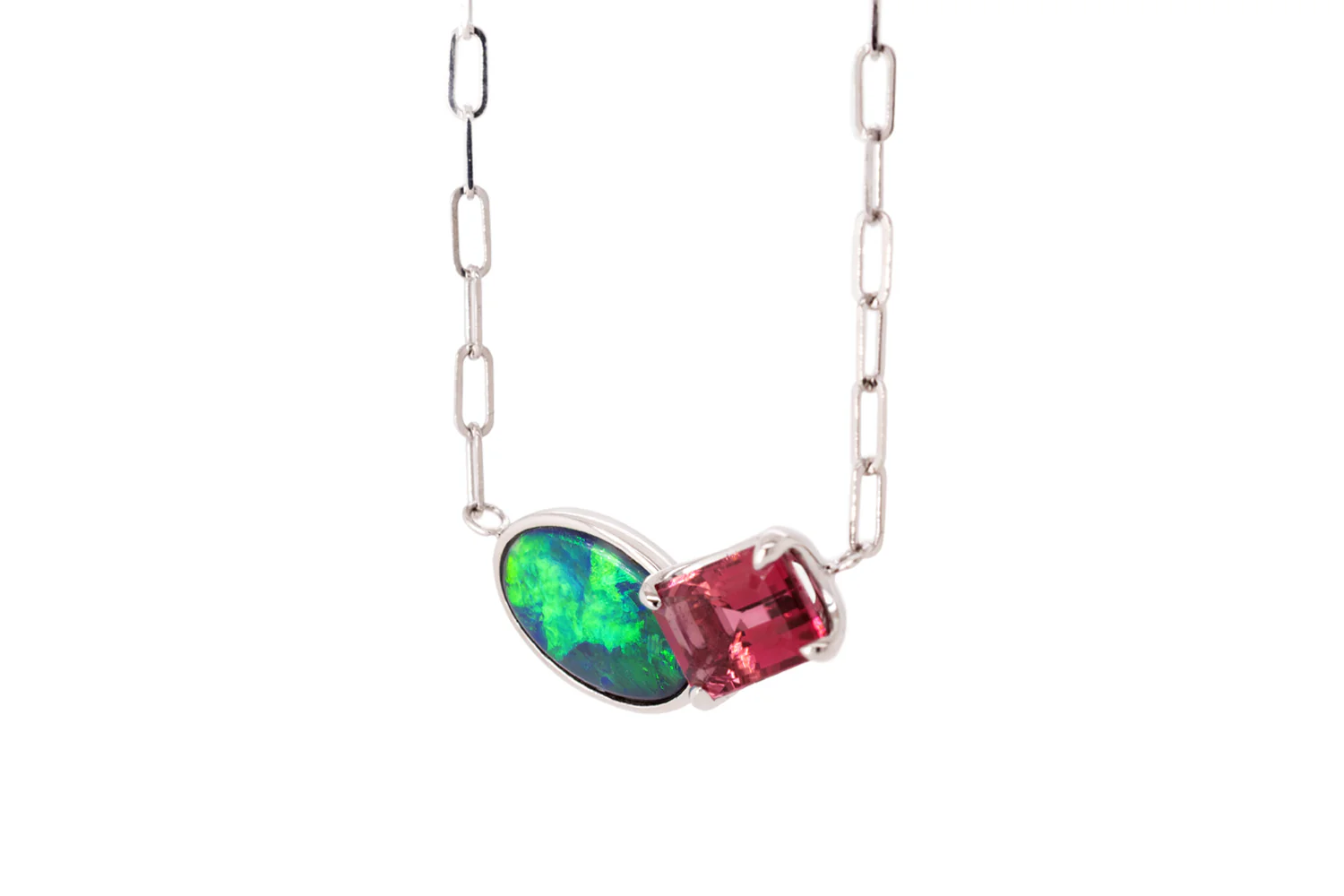 Spirit Platinum Necklace — black opal & tourmaline - Image 3
