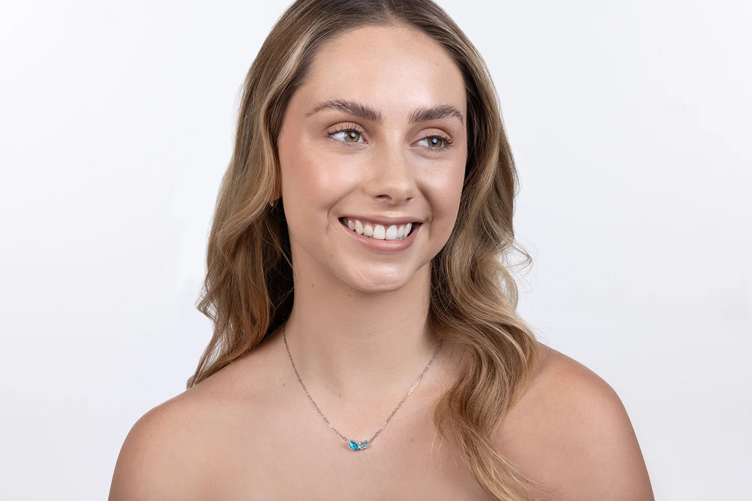 Spirit Platinum Necklace — boulder opal & green beryl - Image 4