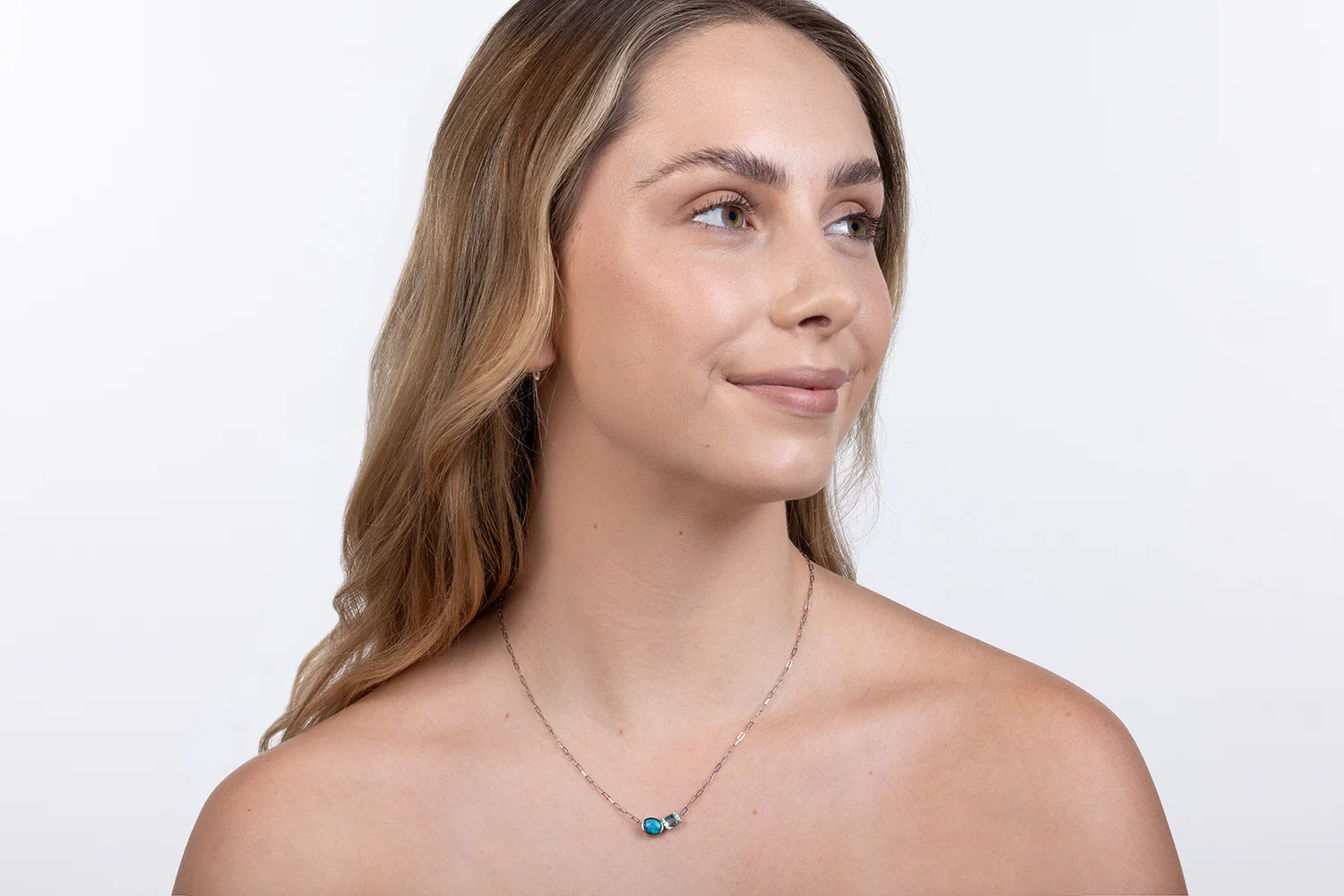 Spirit Platinum Necklace — crystal opal & green beryl - Image 4