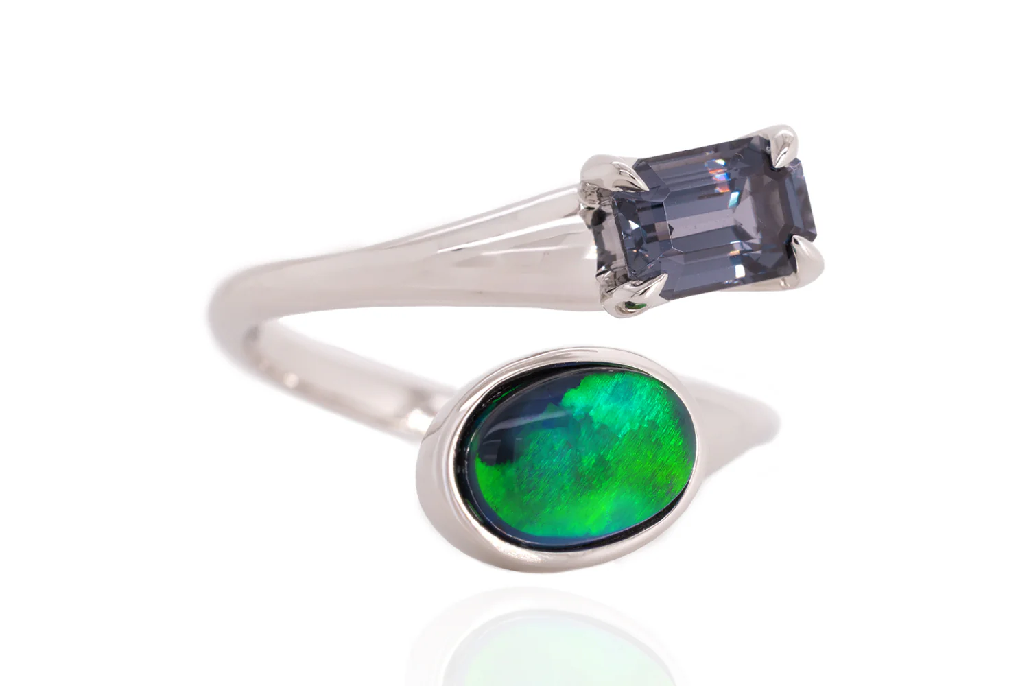 Spirit Platinum Ring — black opal & grey spinel - Image 3