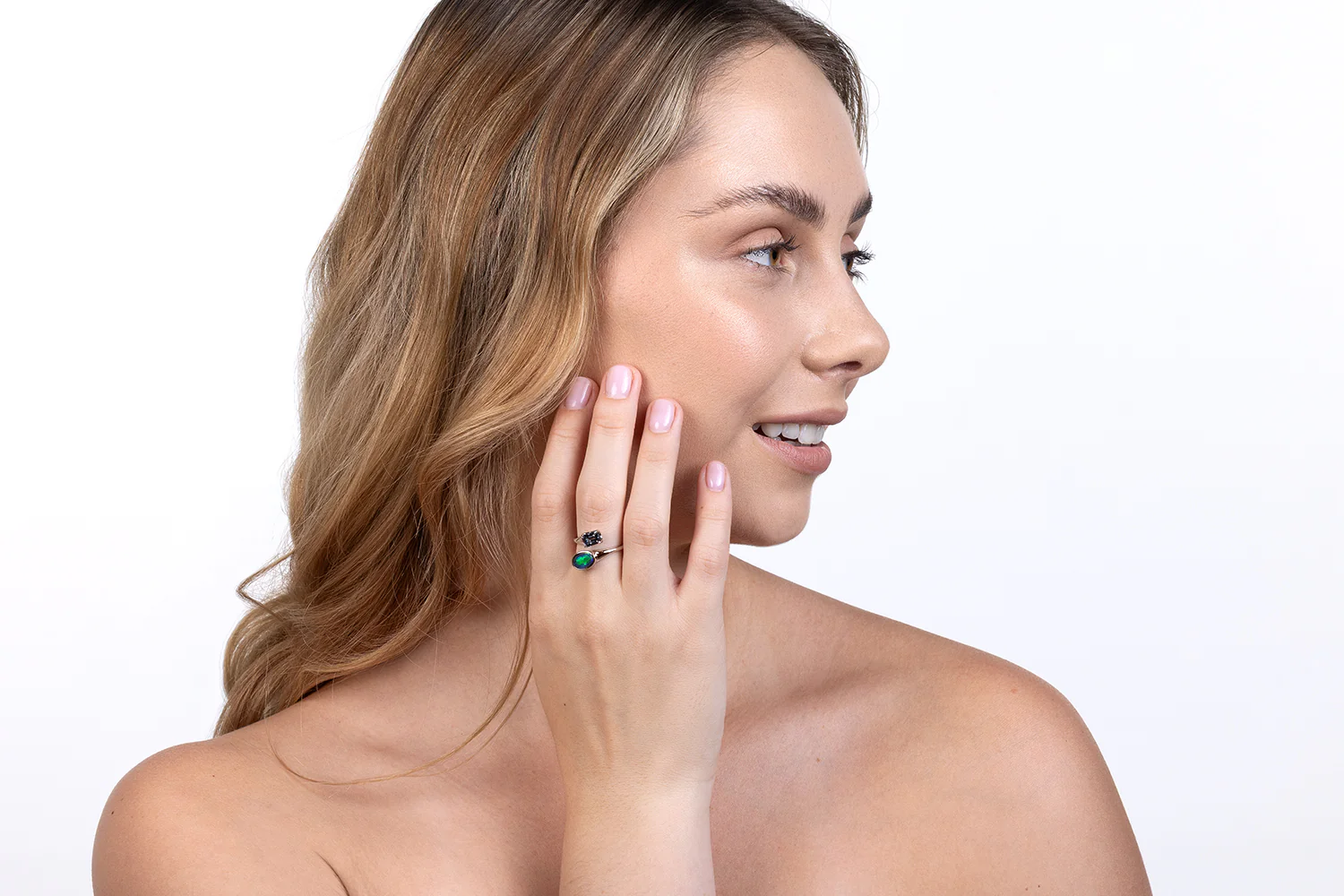 Spirit Platinum Ring — black opal & grey spinel - Image 4