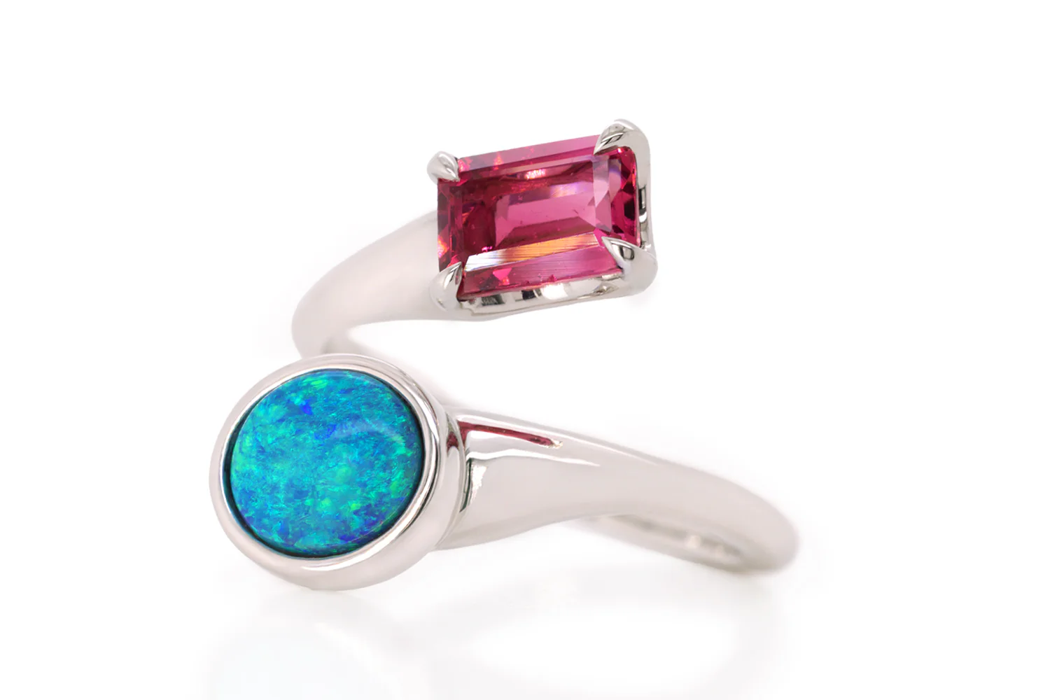 Spirit Platinum Ring — black opal & tourmaline - Image 3