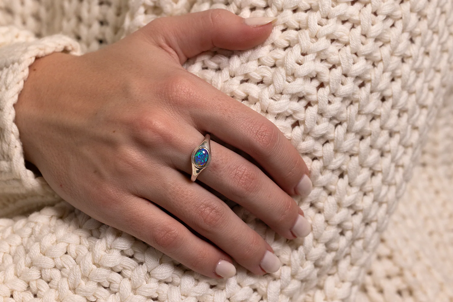 Stephanie Ring Sterling Silver with 0.80 ct Crystal Opal - Image 4