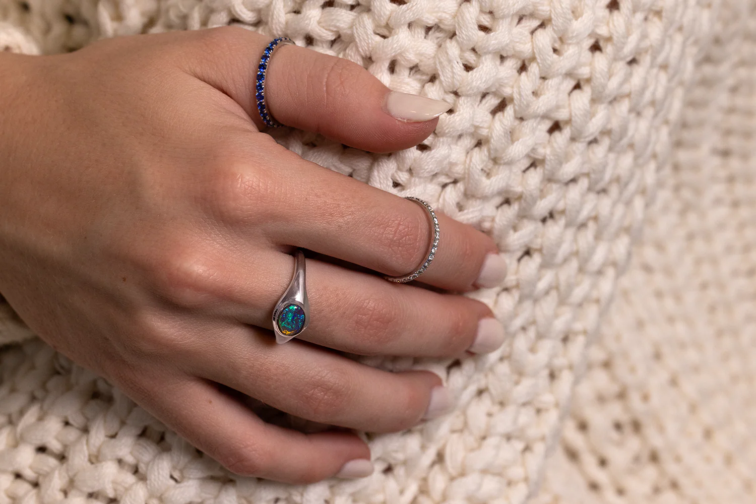 Stephanie Ring Sterling Silver with 0.80 ct Crystal Opal - Image 5