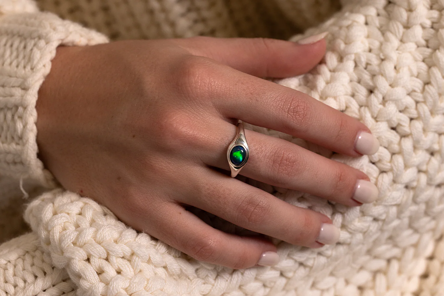 Stephanie Ring Sterling Silver with 1.15 ct Black Opal - Image 4