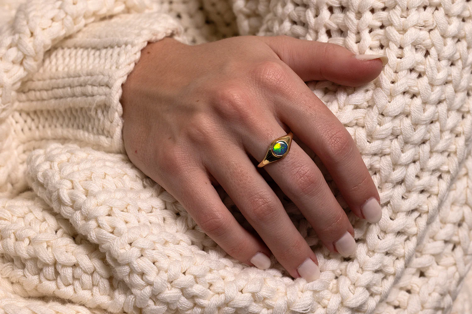 Stephanie Ring Yellow Gold with 0.56ct Black Opal - Image 2