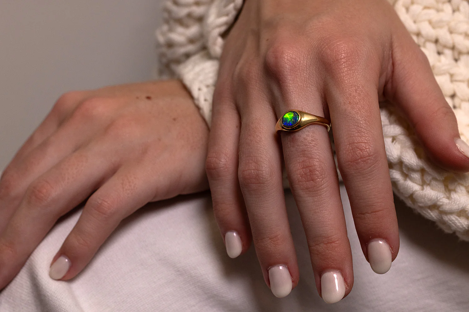 Stephanie Ring Yellow Gold with 0.56ct Black Opal - Image 4