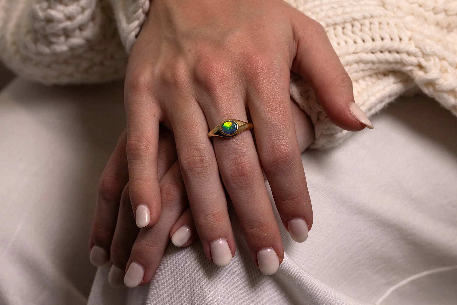 Stephanie Ring Yellow Gold with 0.56ct Black Opal - Image 6