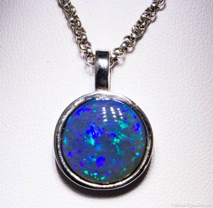 sterling silver black opal pendant - Image 2