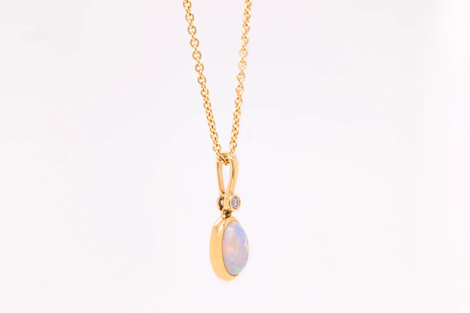 Sylvie Necklace 18kt Gold 0.30ct Crystal Opal with Diamonds - Image 3