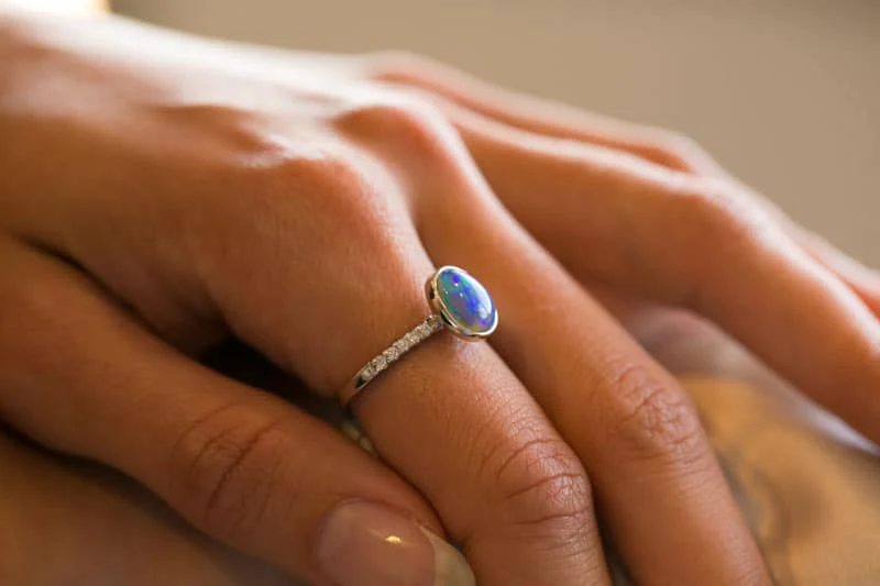 Tatiana 18kt White Gold Diamond and 2.15ct Black Opal Ring - Image 2