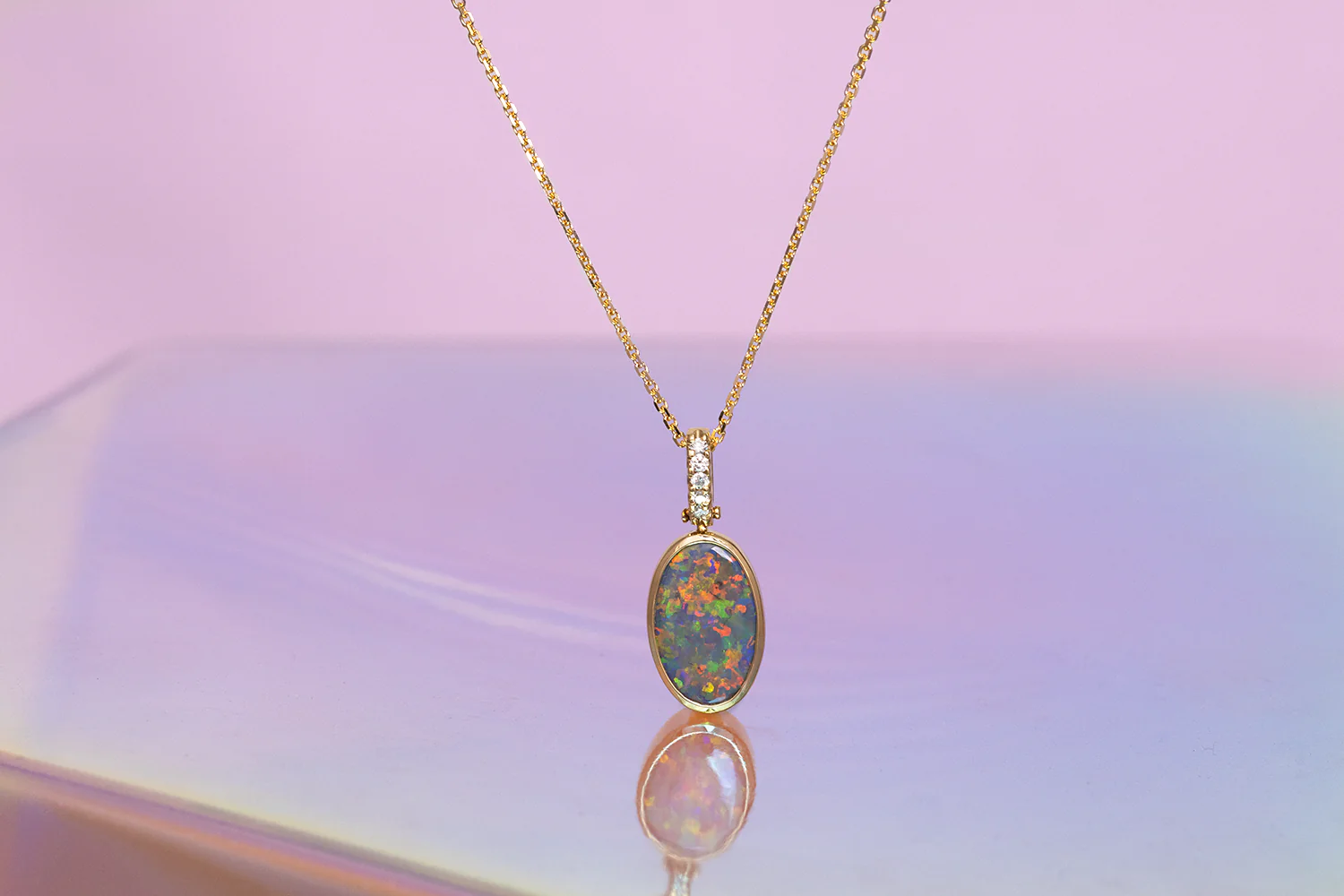 Tatiana Diamond Necklace 18kt Gold with 2.73 ct Black Opal - Image 2