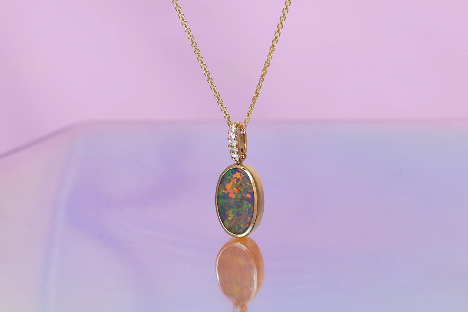 Tatiana Diamond Necklace 18kt Gold with 2.73 ct Black Opal - Image 3