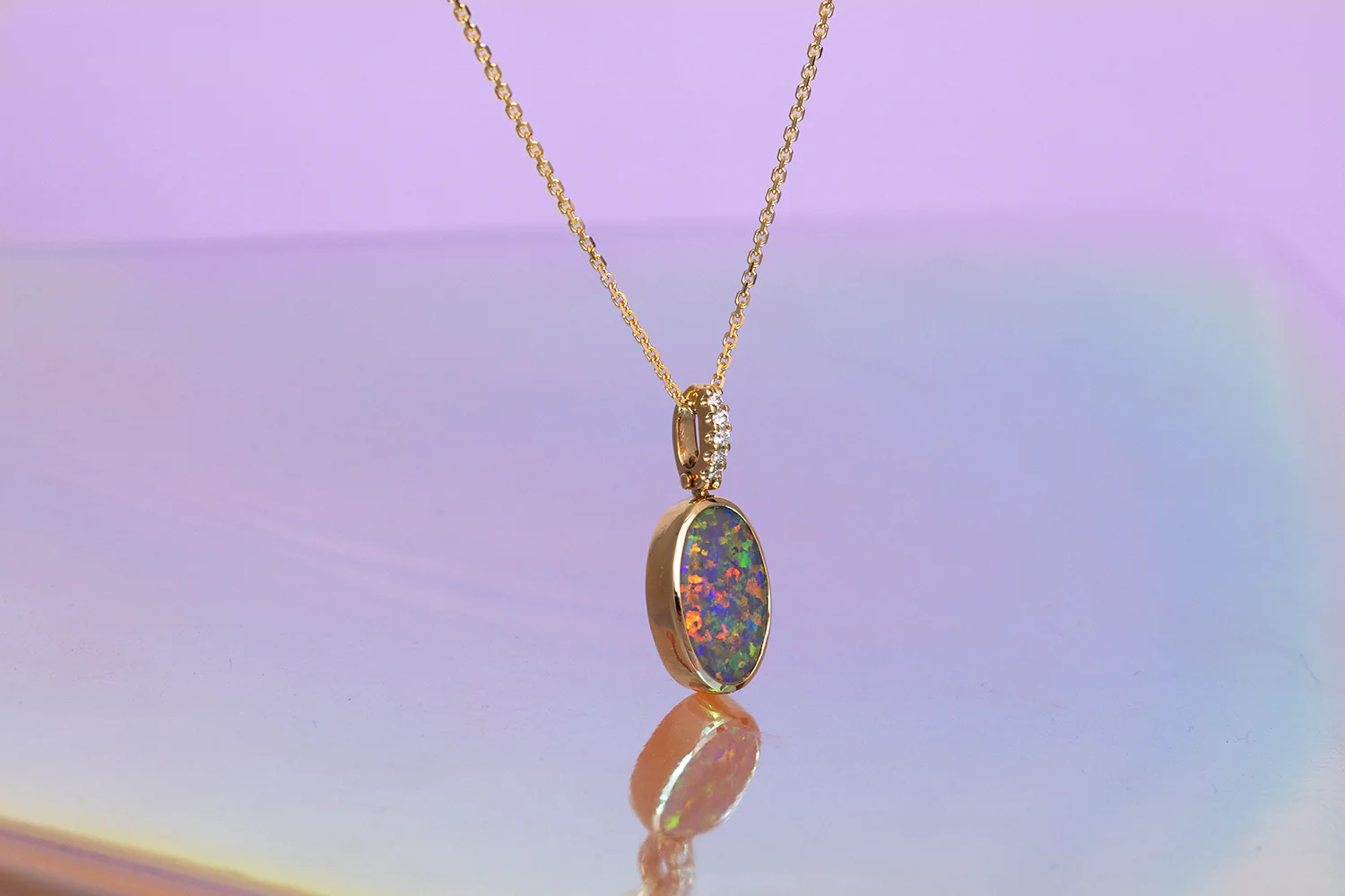 Tatiana Diamond Necklace 18kt Gold with 2.73 ct Black Opal - Image 4