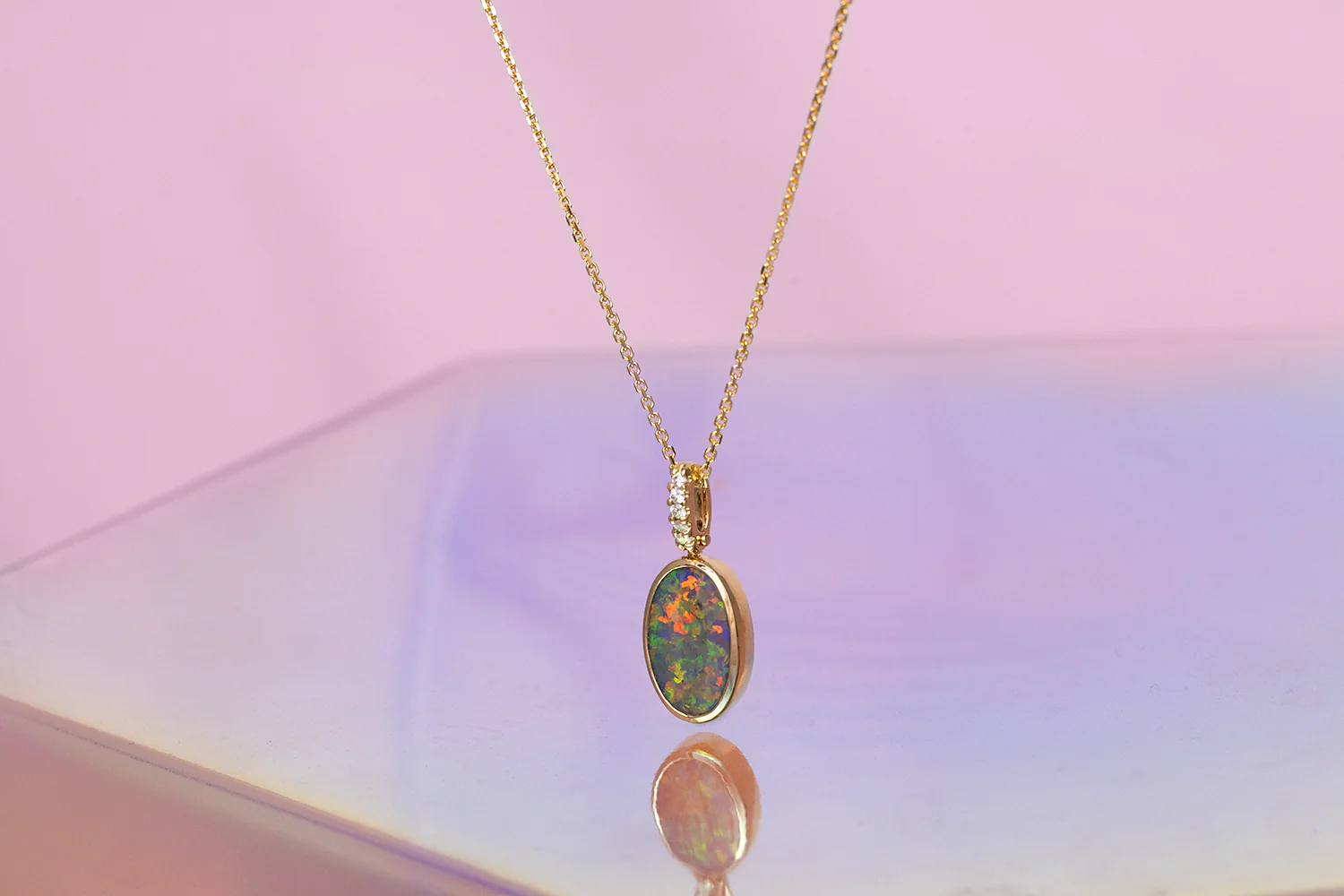 Tatiana Diamond Necklace 18kt Gold with 2.73 ct Black Opal - Image 5