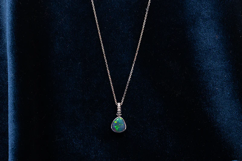 Tatiana Diamond Necklace 18kt White Gold with 1.74ct Black Opal - Image 2