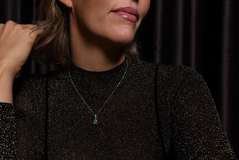 Tatiana Diamond Necklace 18kt White Gold with 1.74ct Black Opal - Image 3