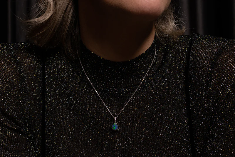 Tatiana Diamond Necklace 18kt White Gold with 1.74ct Black Opal - Image 4