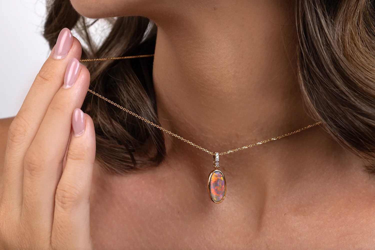 Tatiana Diamond Opal Pendant | Create Your Own Jewelry - Image 3