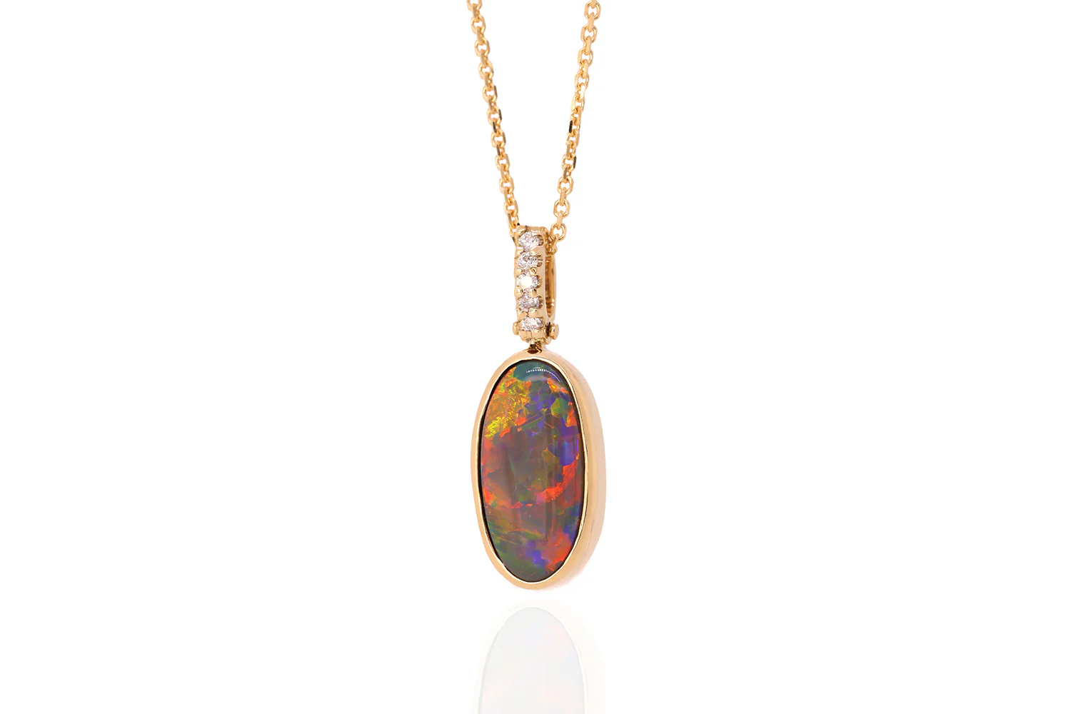 Tatiana — 18kt Yellow Gold 3.66 ct Black Opal Diamond Pendant - Image 3