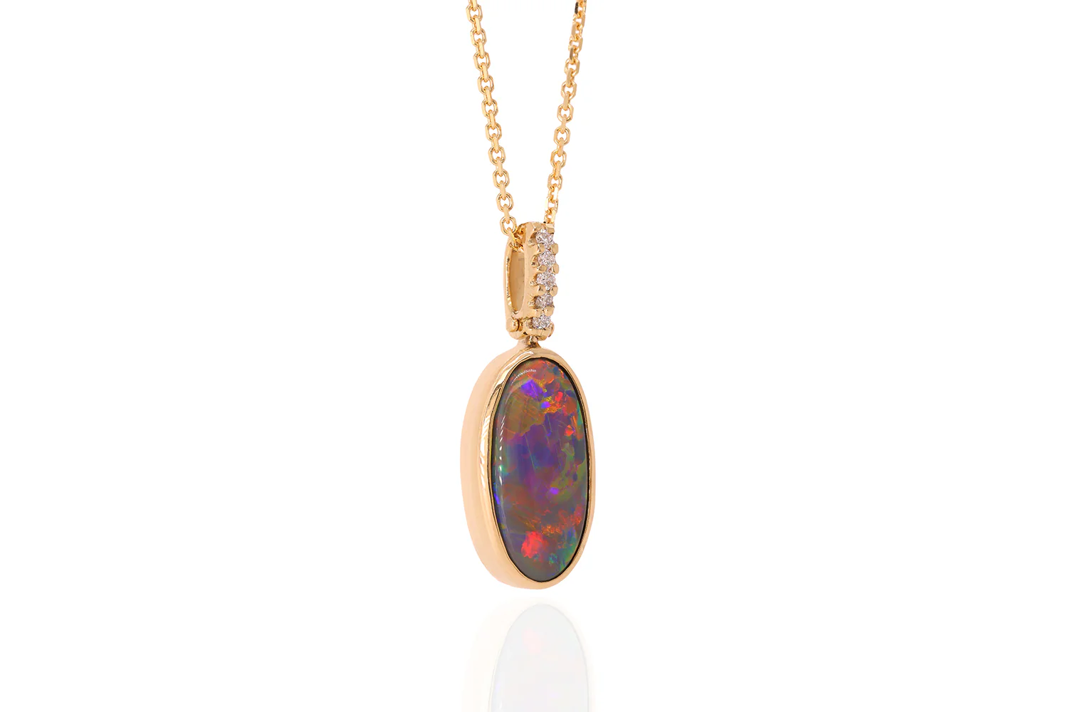 Tatiana — 18kt Yellow Gold 3.66 ct Black Opal Diamond Pendant - Image 5