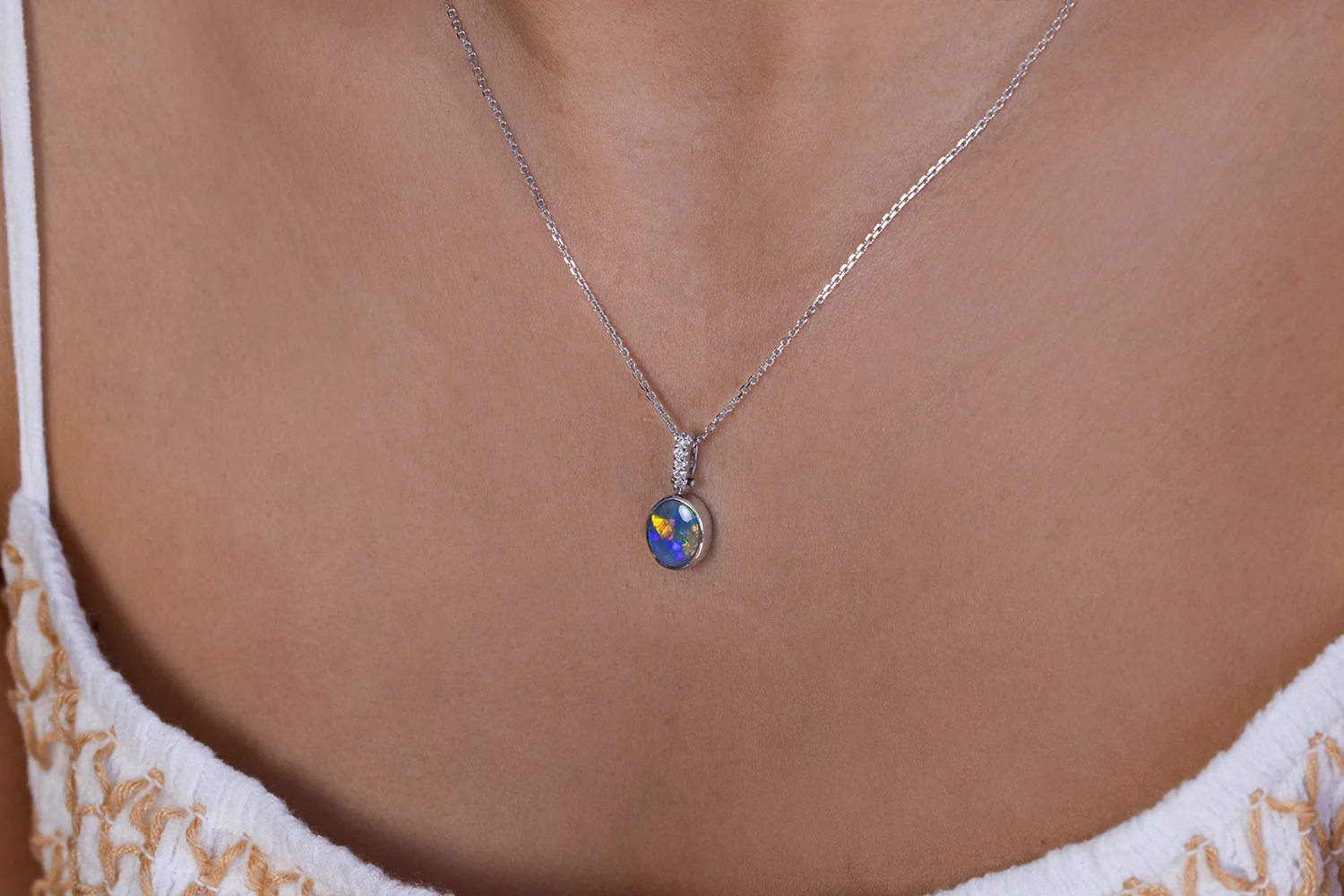 Tatiana Diamond Pendant White Gold with 1.75ct Dark Opal - Image 2