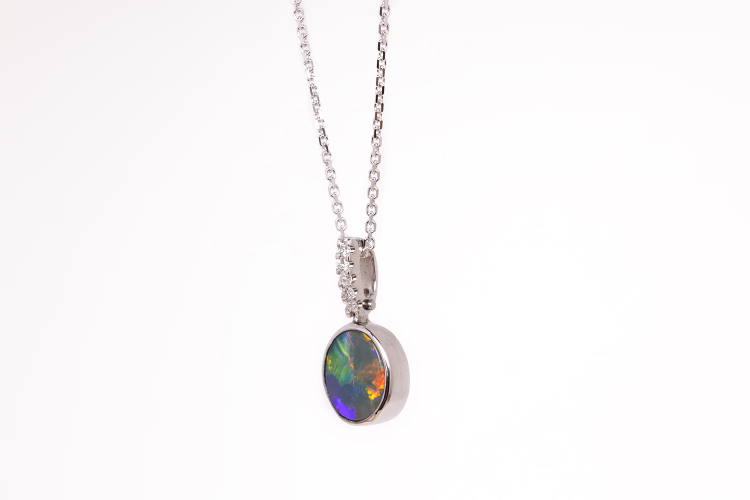 Tatiana Diamond Pendant White Gold with 1.75ct Dark Opal - Image 3