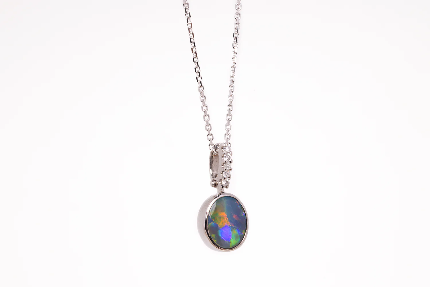 Tatiana Diamond Pendant White Gold with 1.75ct Dark Opal - Image 4
